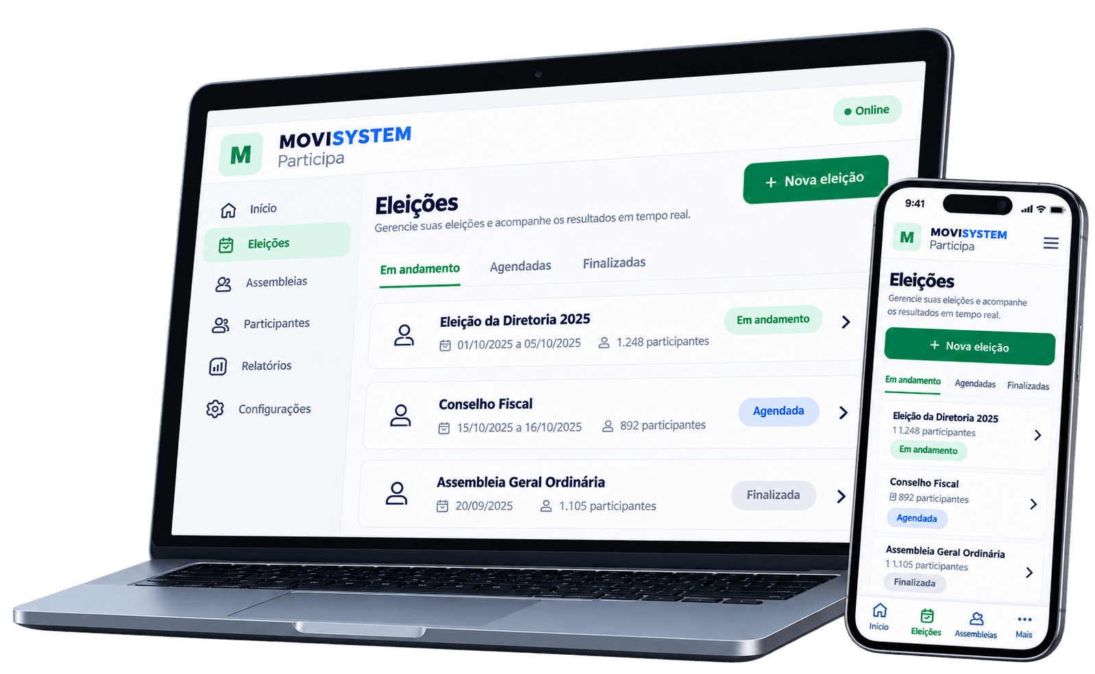 MoviSystem Decide acessível em notebook e celular